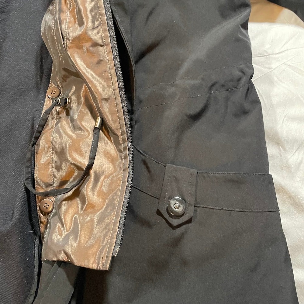 Gallery Women's M Black Field Jacket Brown Contrast Collar Lined Utility Coat - Picture 8 of 15